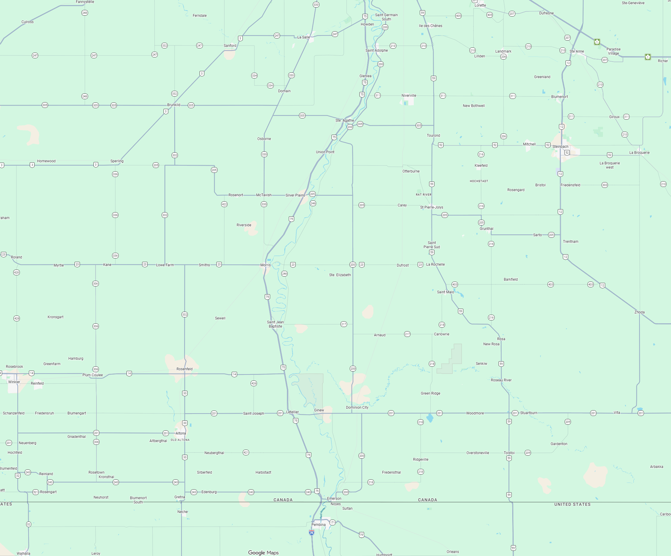 Ag Drones Manitoba Service Area Map - Southern Manitoba